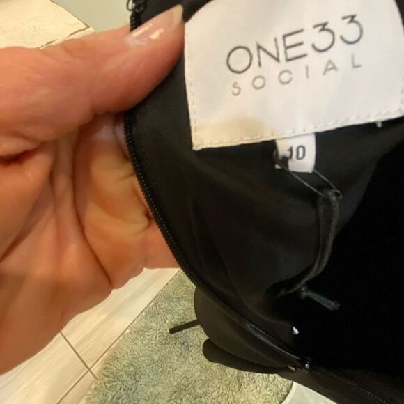 ONE33 Social Fringe Drape Minidress in Black New with Tags! Size 12 - Picture 5 of 15